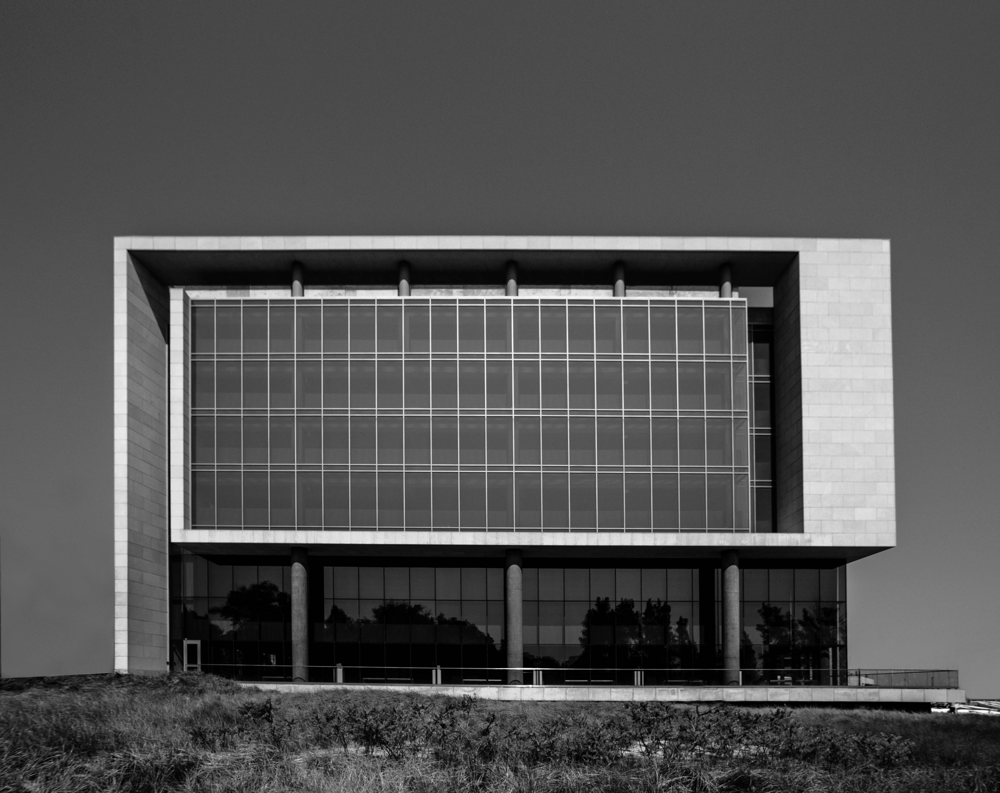 The formal lake-facing elevation of the Segal Visitors Center