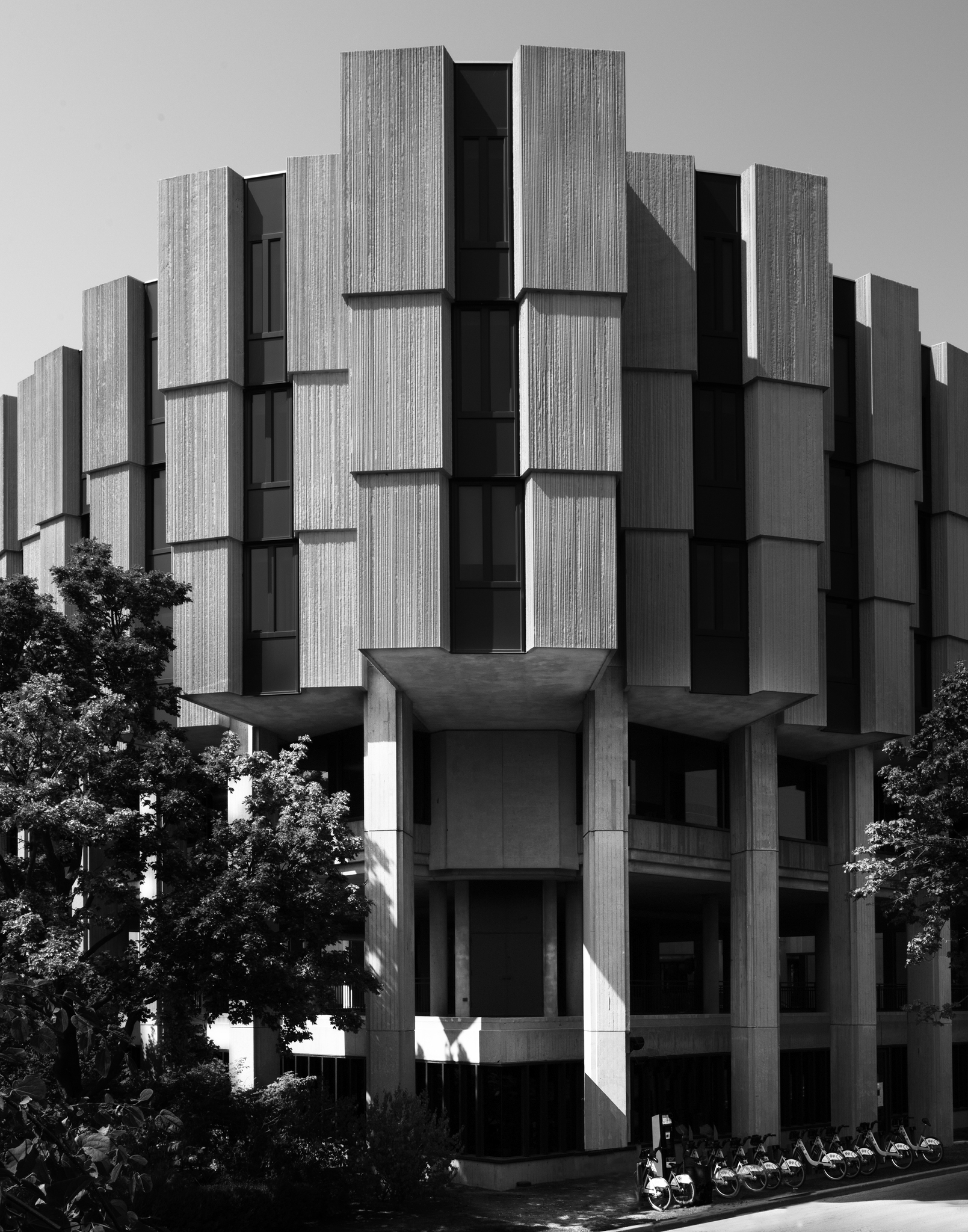 The concrete façade of Northwestern University Library