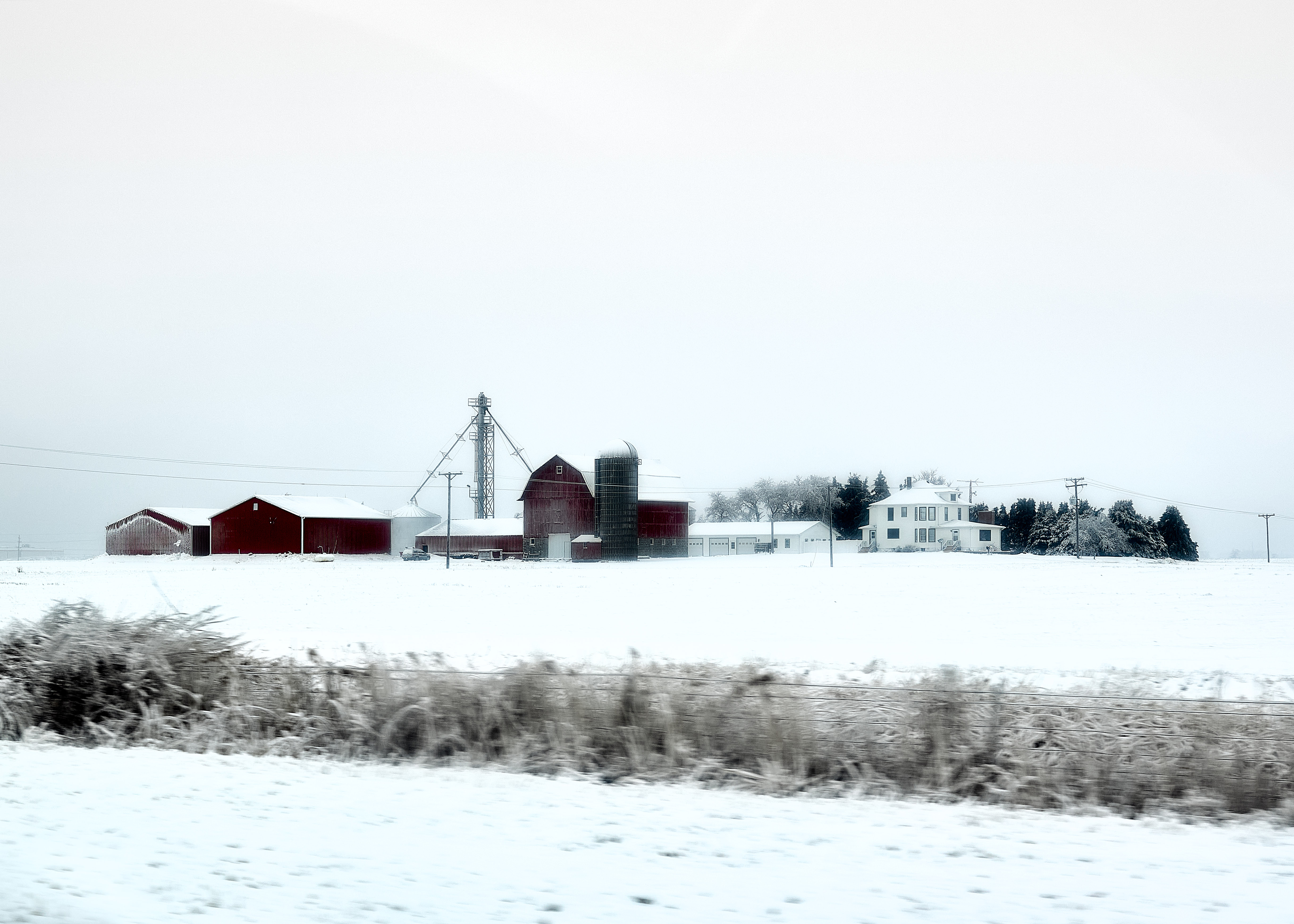 Red barn in winter